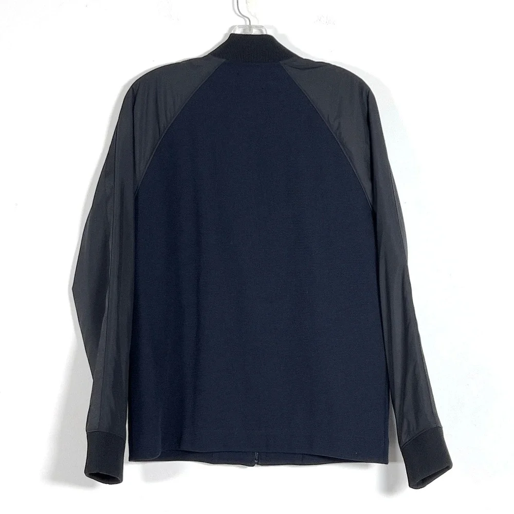 Club‎ Monaco Zip Up Bomber Jacket Mens Sz M Blue Black Colorblock Minimalist